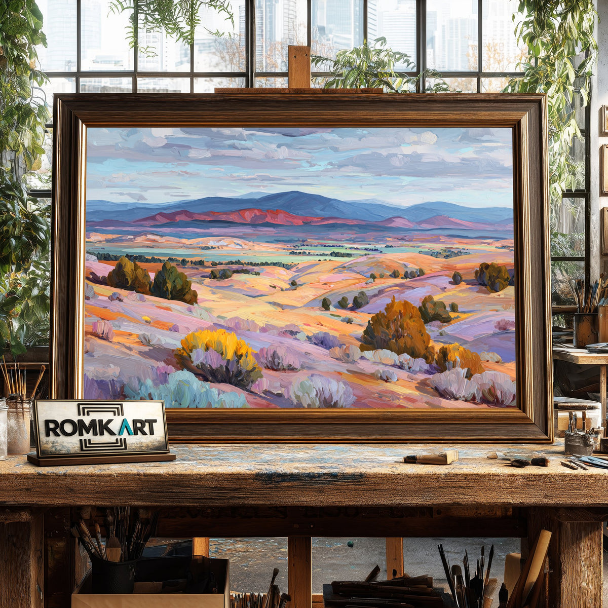 Southwestern Desert Valley Landscape Oil Painting - image 2