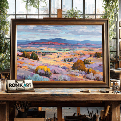 Southwestern Desert Valley Landscape Oil Painting - image 2