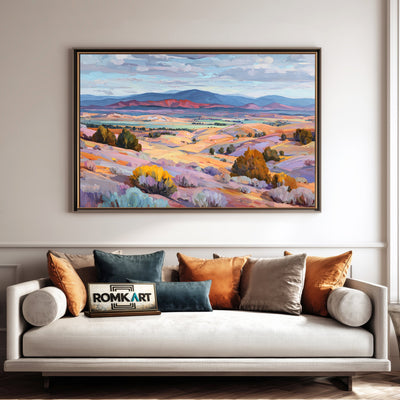 Southwestern Desert Valley Landscape Oil Painting - image 4