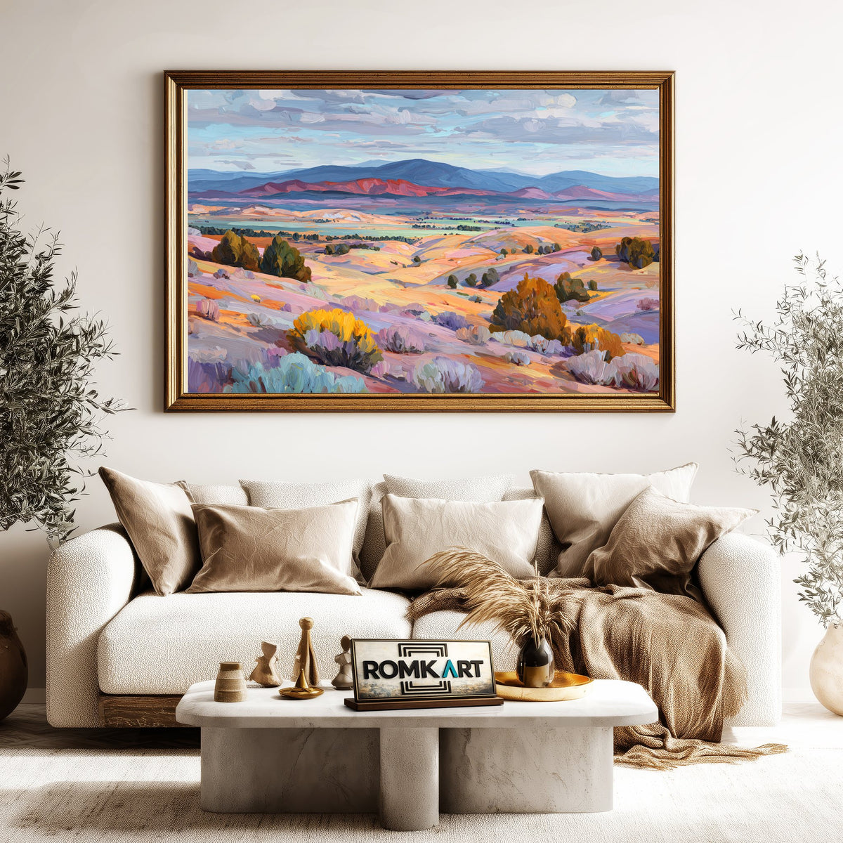 Southwestern Desert Valley Landscape Oil Painting - image 5