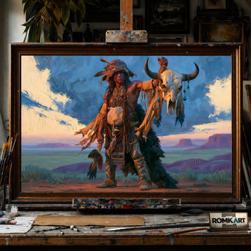 Southwestern Native American hand-painted oil painting on canvas