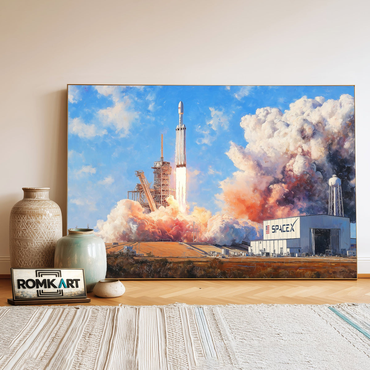 SpaceX Falcon Heavy Launch at Cape Canaveral Oil Painting - image 3