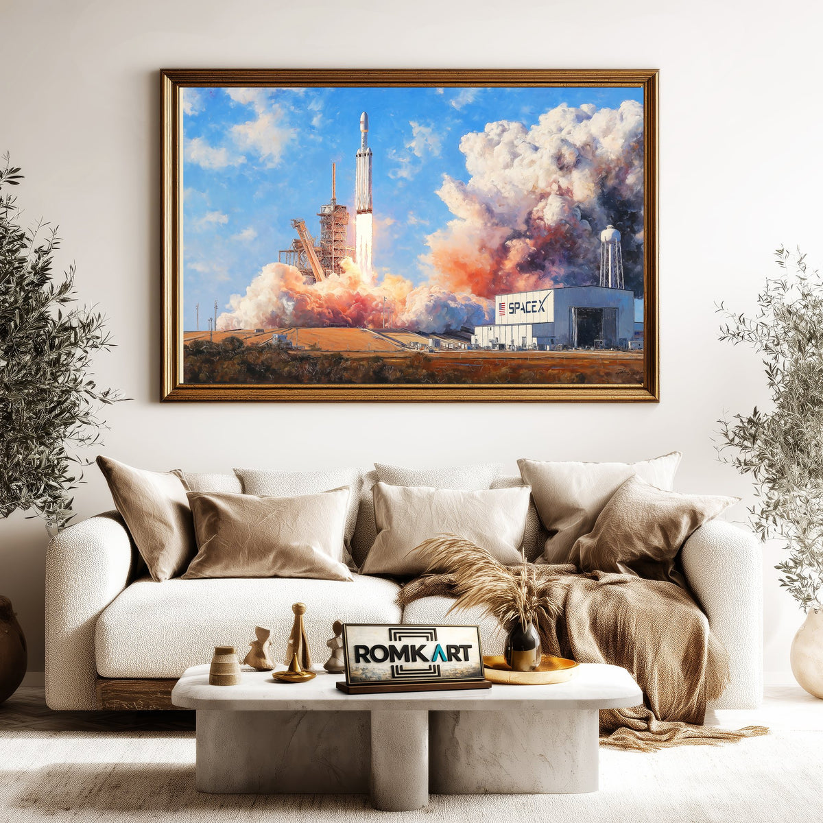 SpaceX Falcon Heavy Launch at Cape Canaveral Oil Painting - image 5