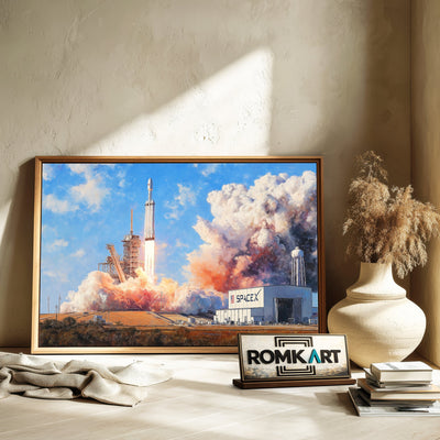 SpaceX Falcon Heavy Launch at Cape Canaveral Oil Painting - image 6