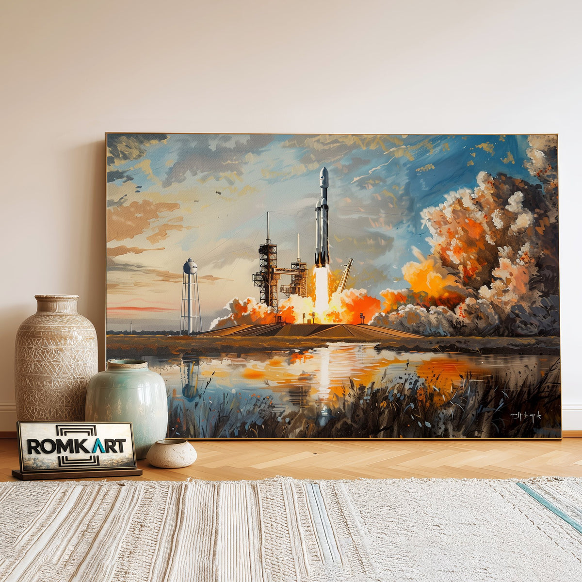 SpaceX Falcon Heavy Rocket Oil Painting - image 3