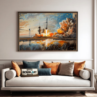 SpaceX Falcon Heavy Rocket Oil Painting - image 4