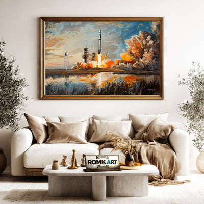 SpaceX Falcon Heavy Rocket Oil Painting - image 5