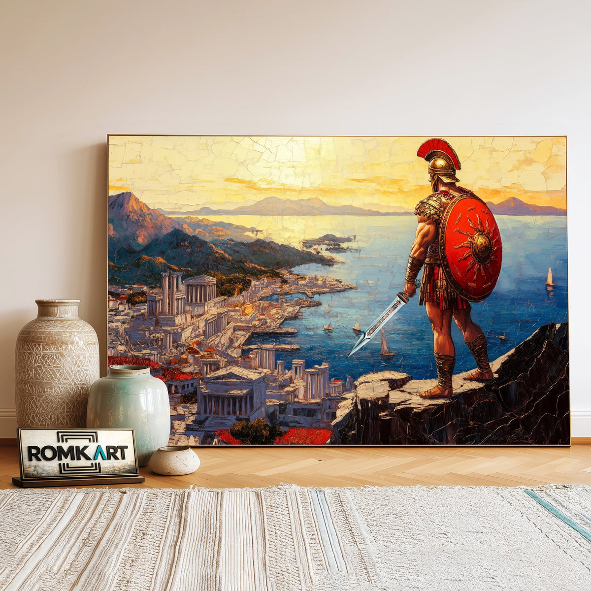 Spartan Warrior and His Empire Historical Oil Painting - image 3