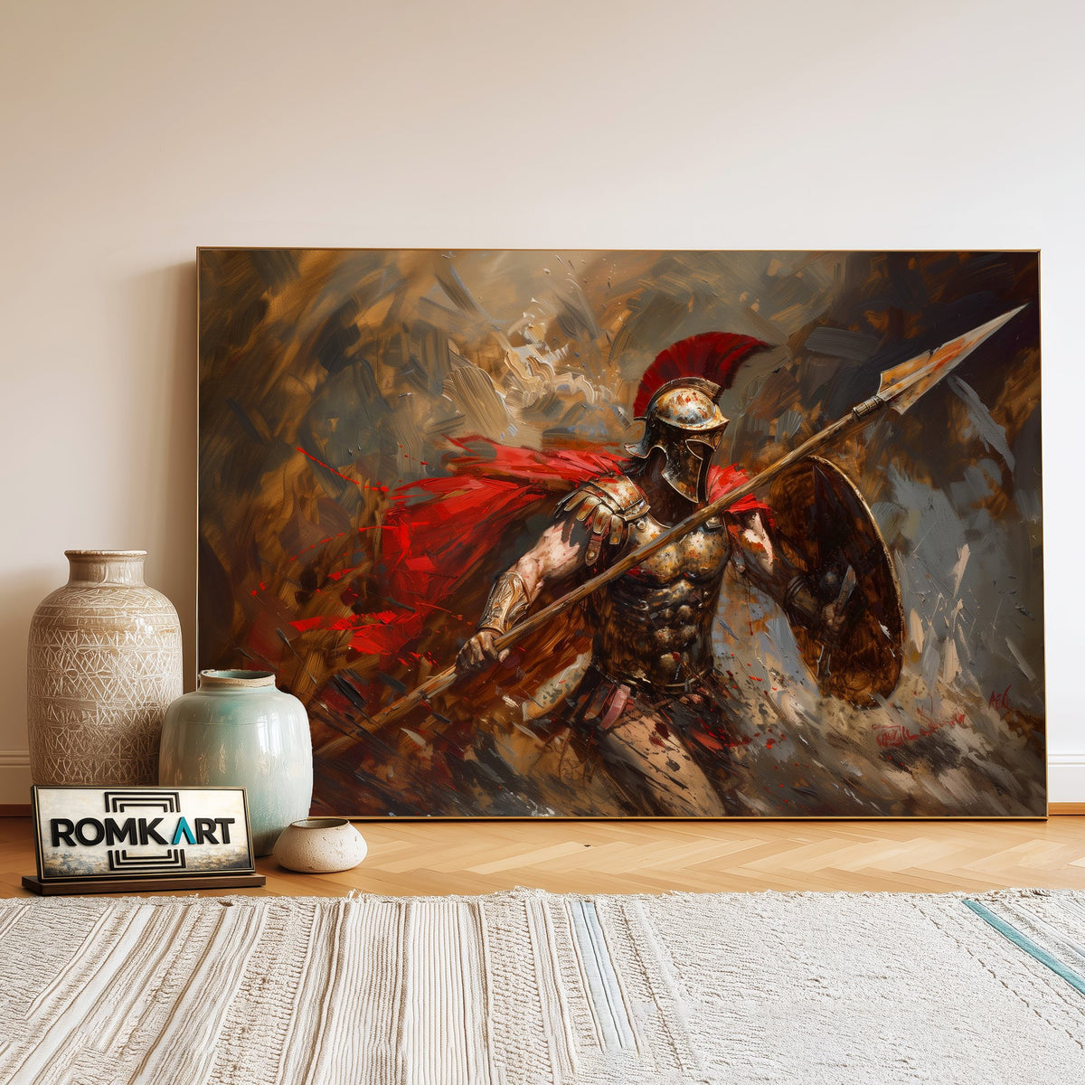 Spartan Warrior Historical Oil Painting - image 3