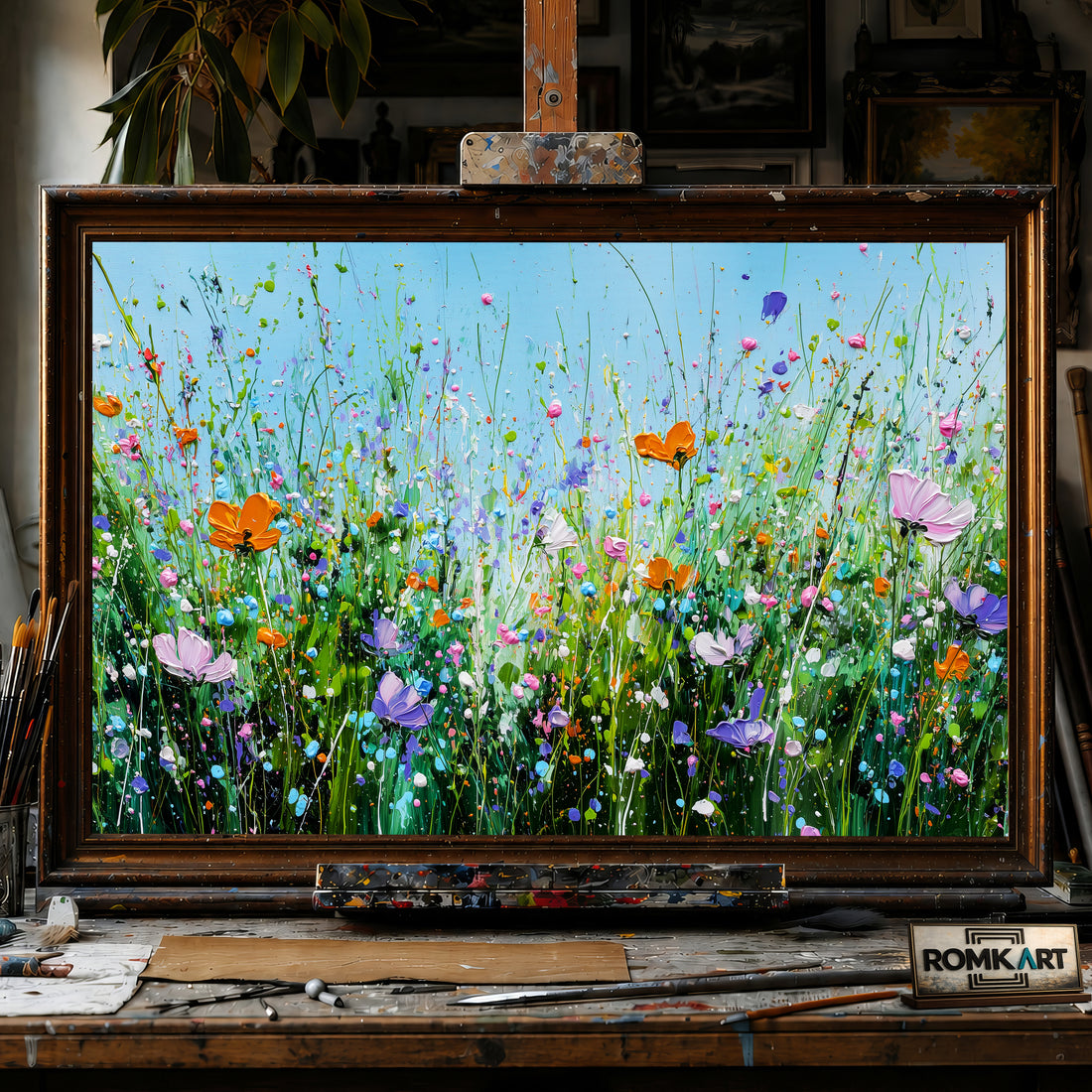 Spring Wildflower hand-painted oil painting on canvas