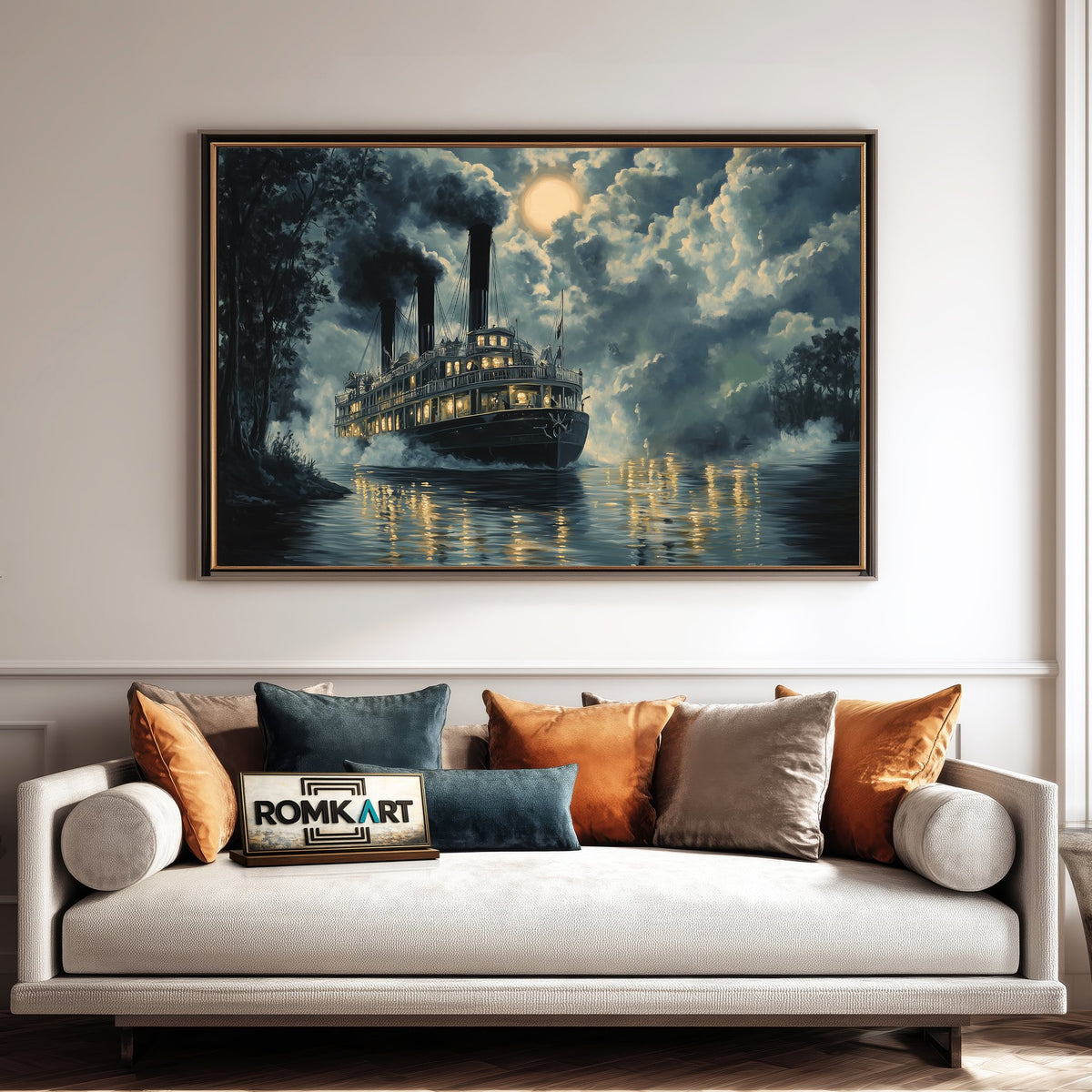 Steamboats Maritime Oil Painting - image 4