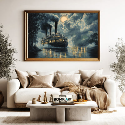 Steamboats Maritime Oil Painting - image 5