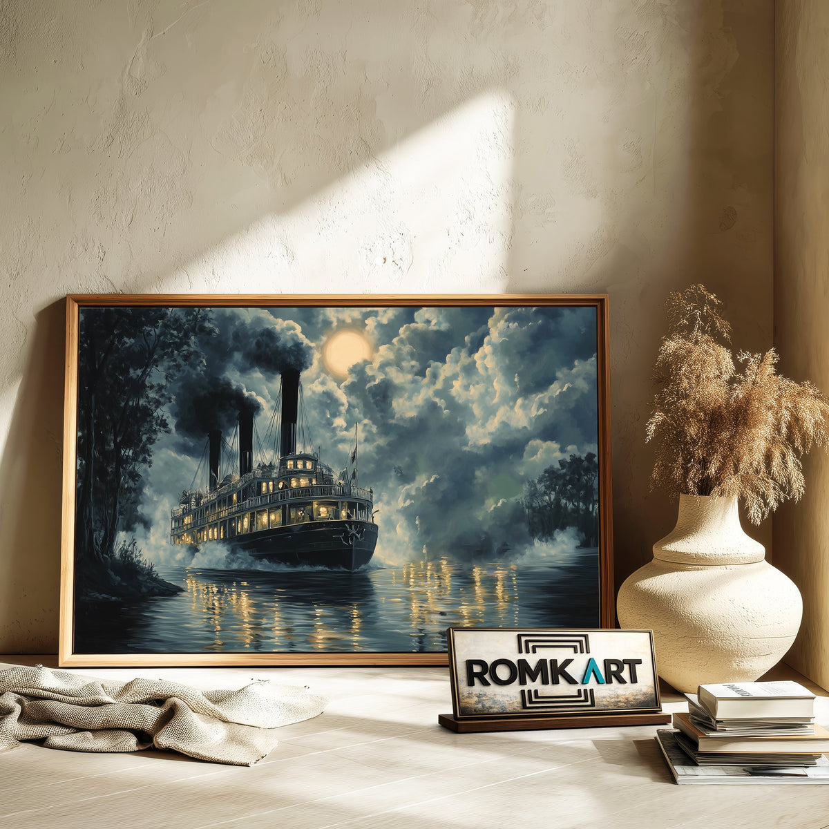 Steamboats Maritime Oil Painting - image 6