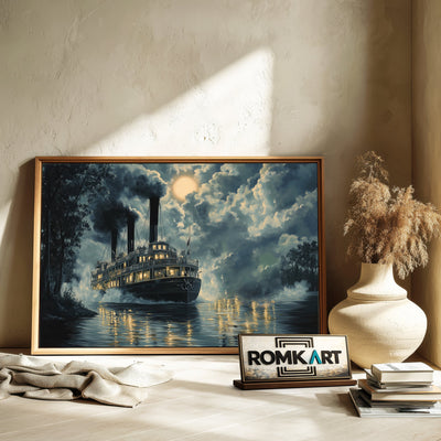 Steamboats Maritime Oil Painting - image 6
