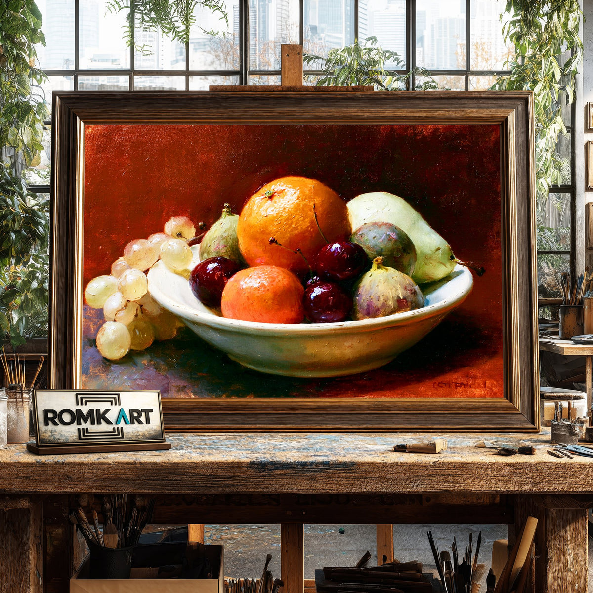 Still Life Bowl Of Fruit Oil Painting - image 2