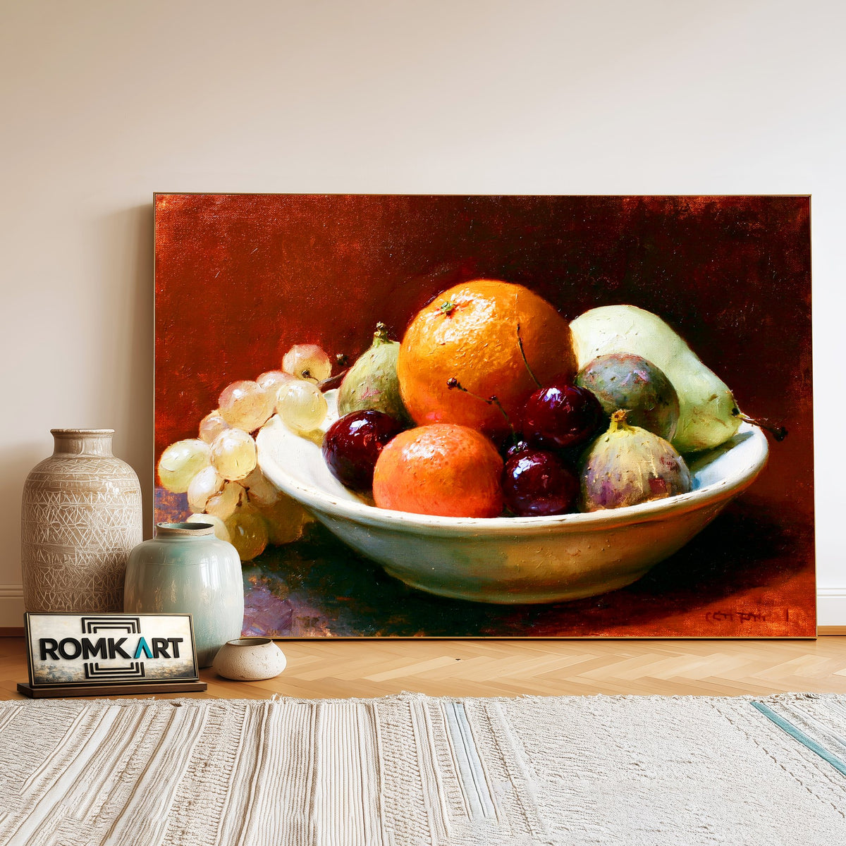 Still Life Bowl Of Fruit Oil Painting - image 3
