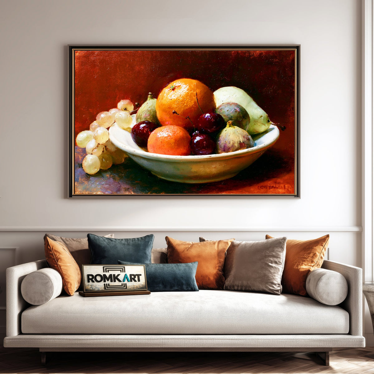 Still Life Bowl Of Fruit Oil Painting - image 4