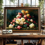 Still Life Cabbage Roses Oil Painting - image 2