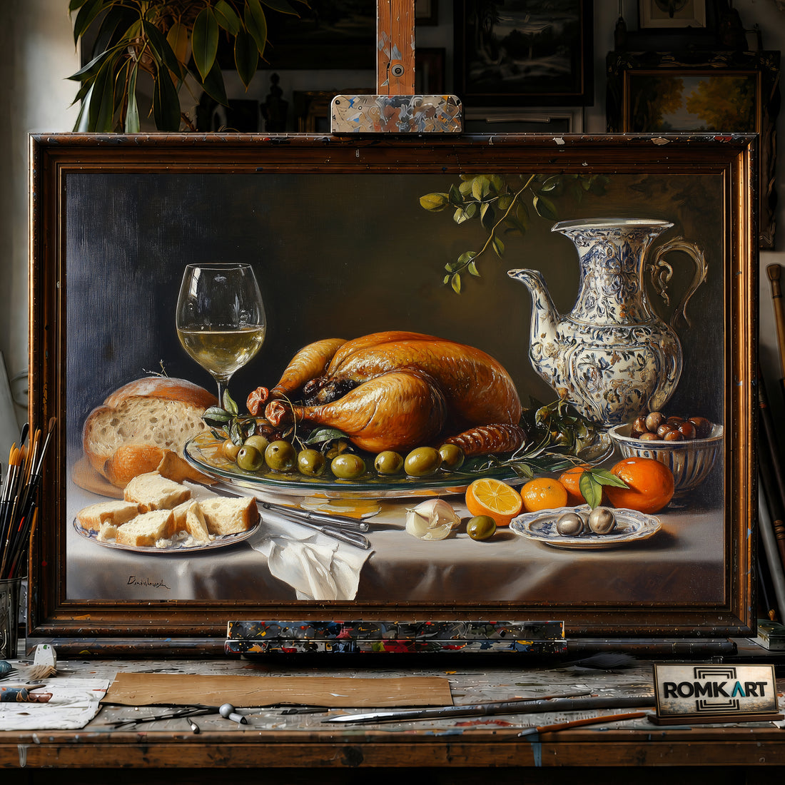 Still Life Dinner Food Oil Painting