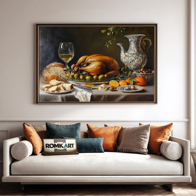 Still Life Dinner Food Oil Painting - image 4