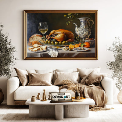 Still Life Dinner Food Oil Painting - image 5