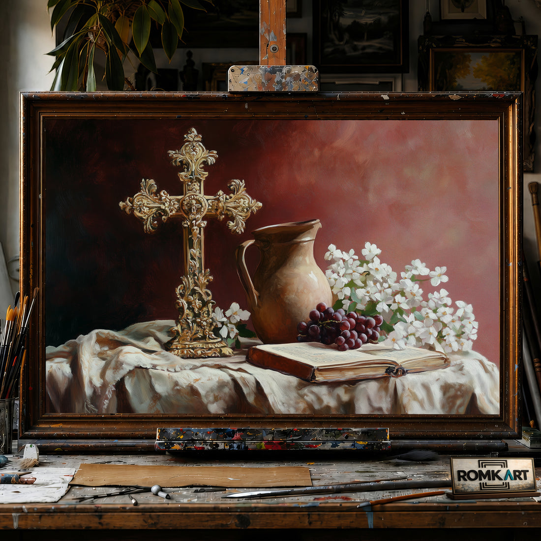 Still Life Golden Cross Oil Painting