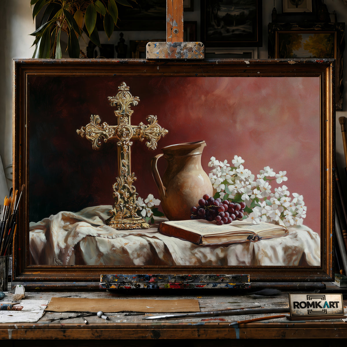 Still Life Golden Cross Oil Painting