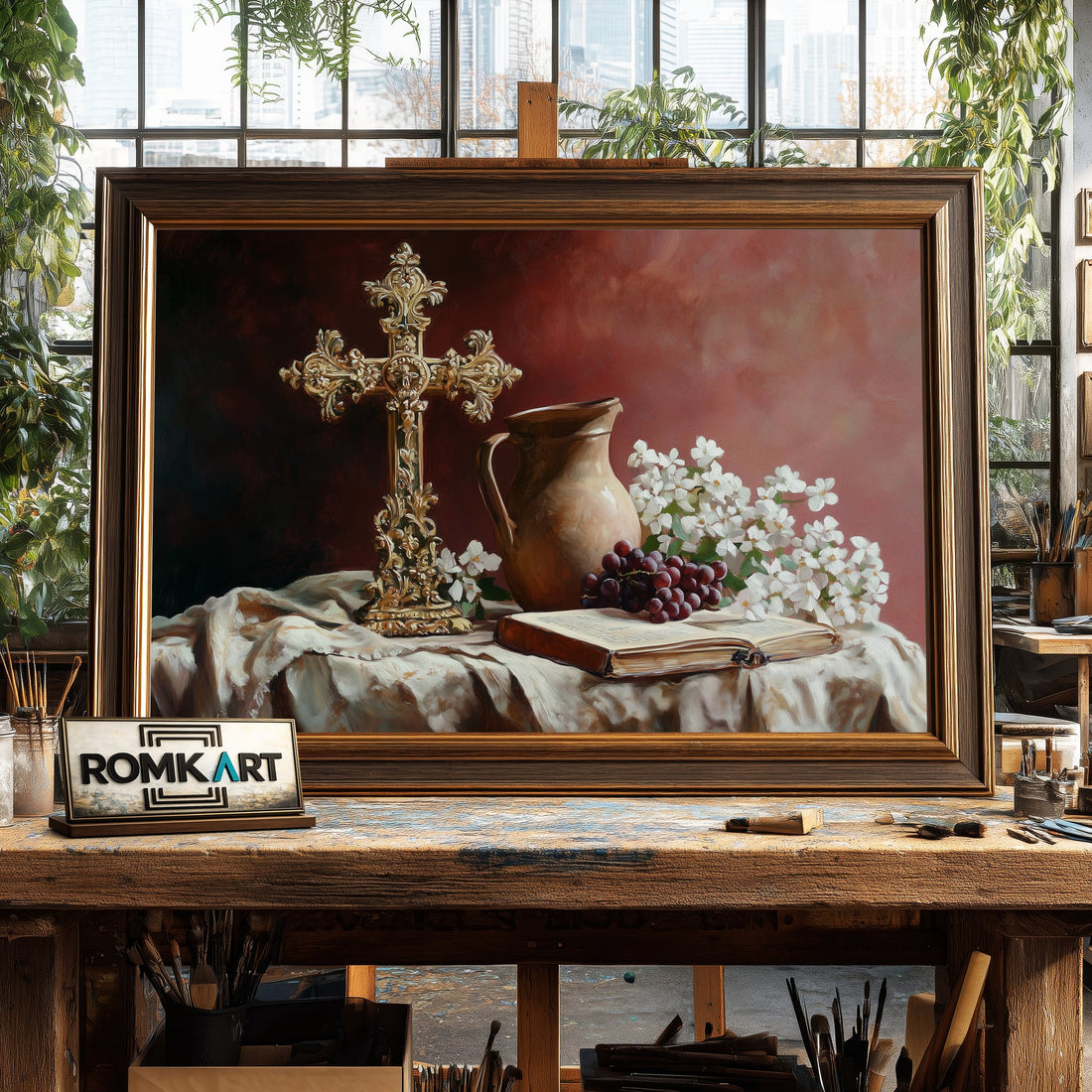 Still Life Golden Cross Oil Painting