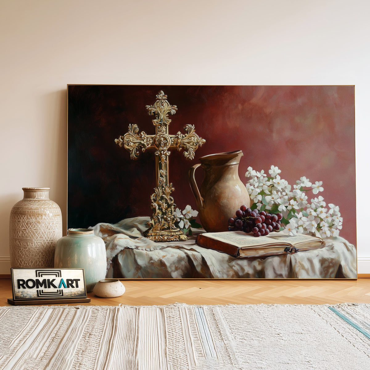 Still Life Golden Cross Oil Painting - image 3