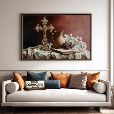 Still Life Golden Cross Oil Painting - image 4