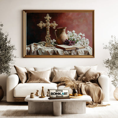 Still Life Golden Cross Oil Painting - image 5