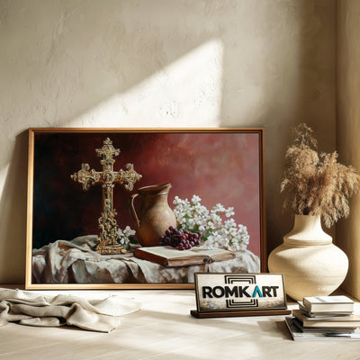 Still Life Golden Cross Oil Painting - image 6
