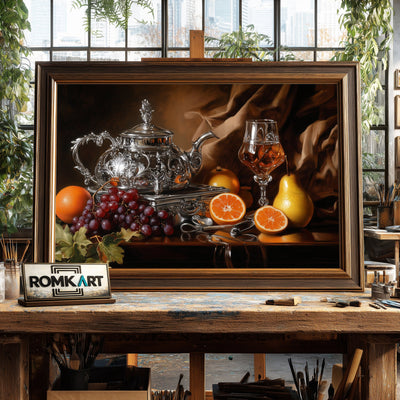 Still Life Silver Teapot Oil Painting - image 2