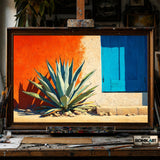 Striking Agave Americana - Hand-Painted Oil Painting - View 1