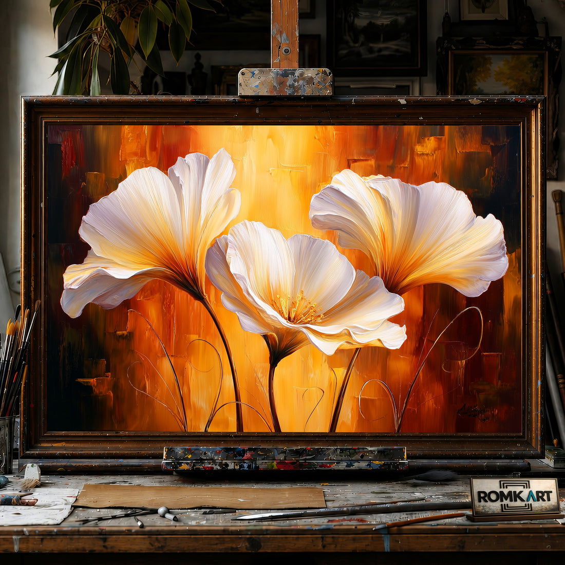 Stylized Flowers - Hand-Painted Oil Painting - View 1