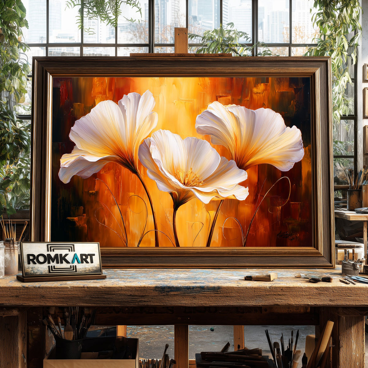 Stylized Flowers Oil Painting - image 2