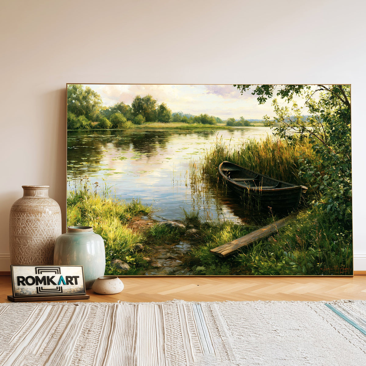 Summer Lakeside Oil Painting - image 3