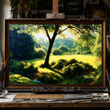 Sunlit Garden Landscape - Hand-Painted Oil Painting - View 1
