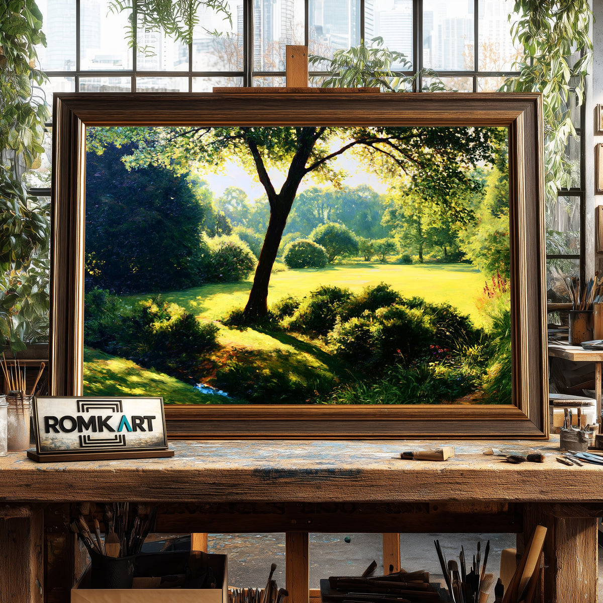 Sunlit Garden Landscape Oil Painting - image 2