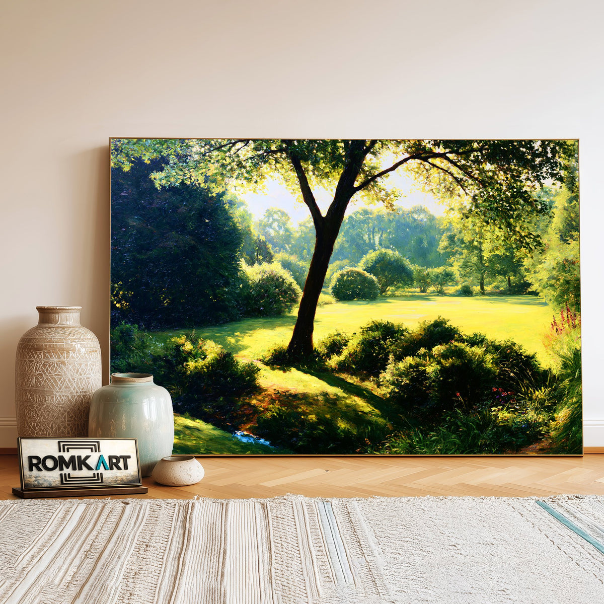 Sunlit Garden Landscape Oil Painting - image 3