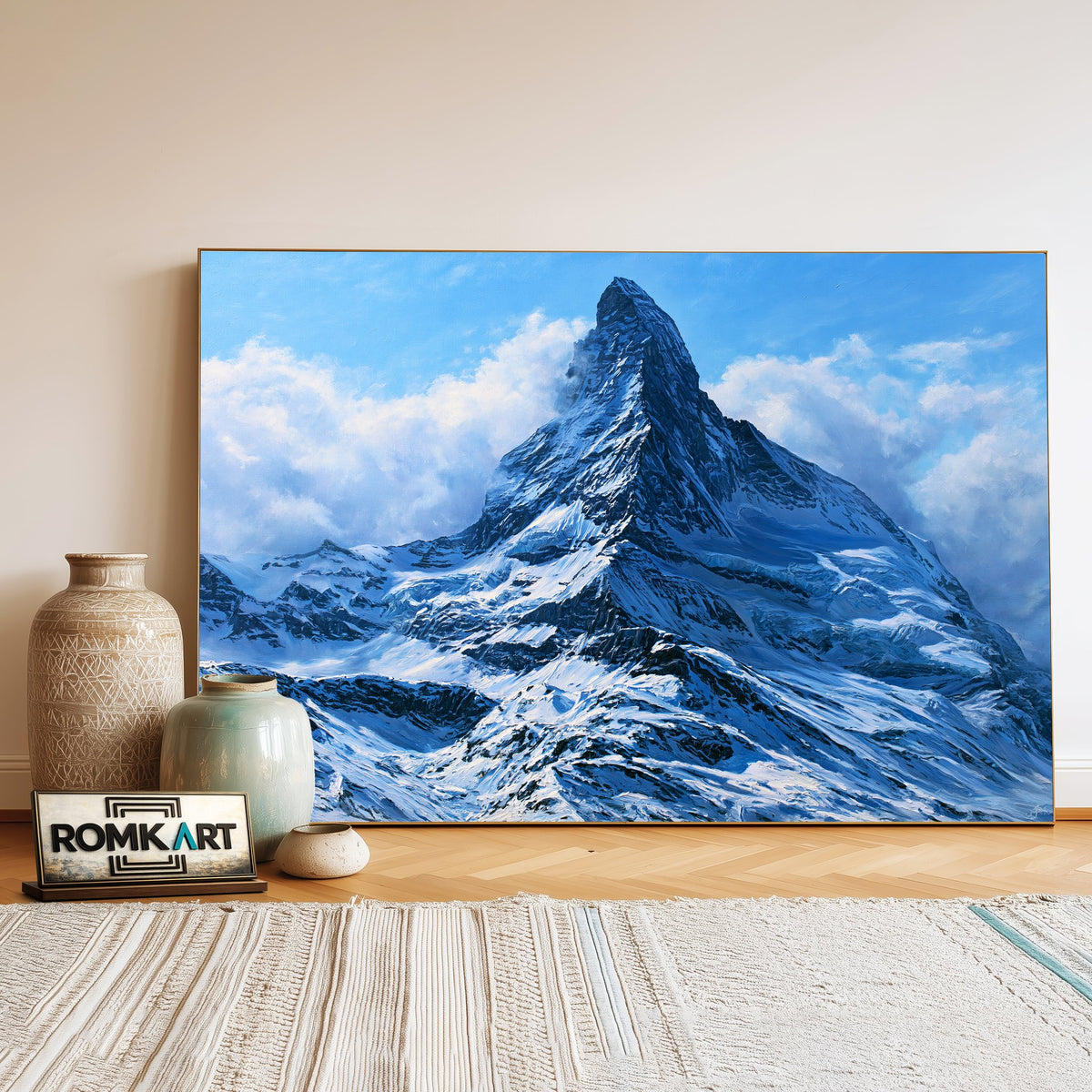 Swiss Matterhorn Landscape Oil Painting - image 3