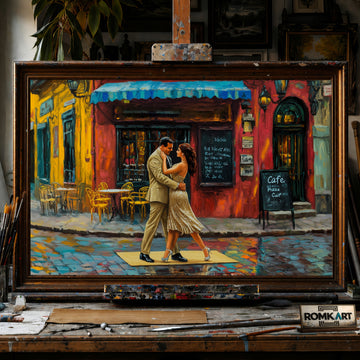 Tango in La Boca hand-painted oil painting on canvas