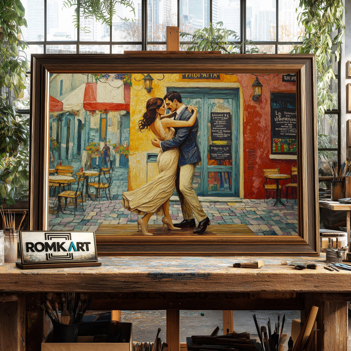 Tango on Streets of La Boca Dance Oil Painting - image 2