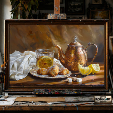 Tea and Lemon Still Life Oil Painting