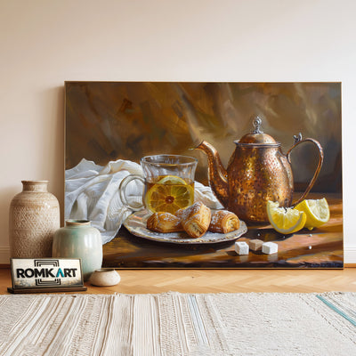 Tea and Lemon Still Life Oil Painting - image 3