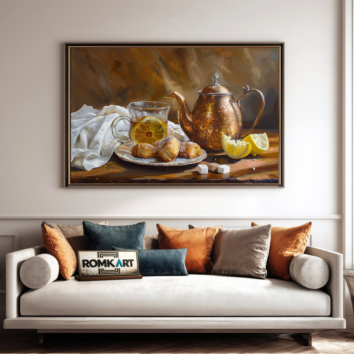 Tea and Lemon Still Life Oil Painting - image 4