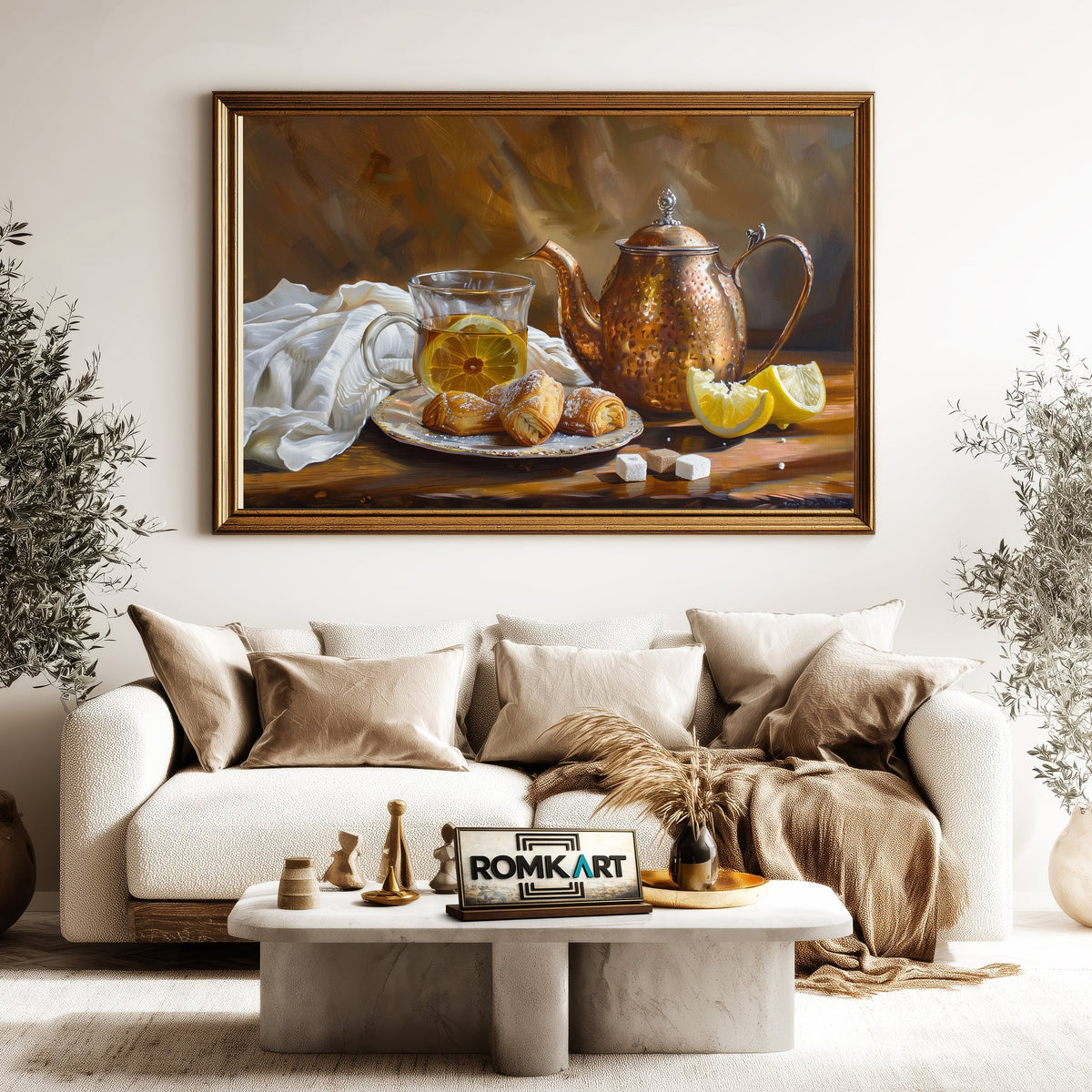 Tea and Lemon Still Life Oil Painting - image 5