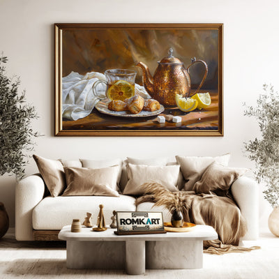 Tea and Lemon Still Life Oil Painting - image 5