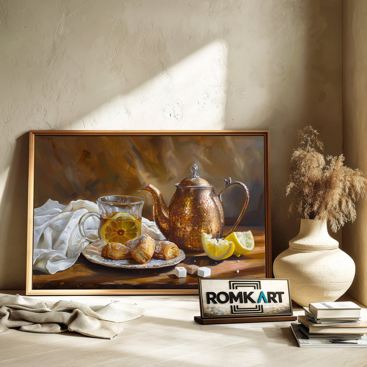 Tea and Lemon Still Life Oil Painting - image 6