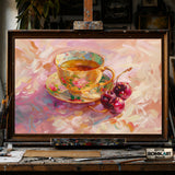 Teacup and Cherry Still Life Oil Painting